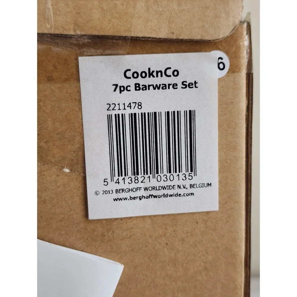 BergHOFF CooknCo 7pc Barware Set Stainless Steel Cocktail Shaker Stand 2211478
